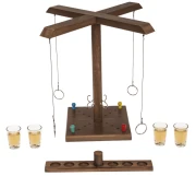 Drewniana gra alkoholowa rzut pierścieniem - zestaw z 4 kieliszkami  (3).webp