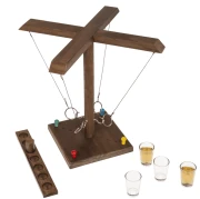 Drewniana gra alkoholowa rzut pierścieniem - zestaw z 4 kieliszkami  (4).webp