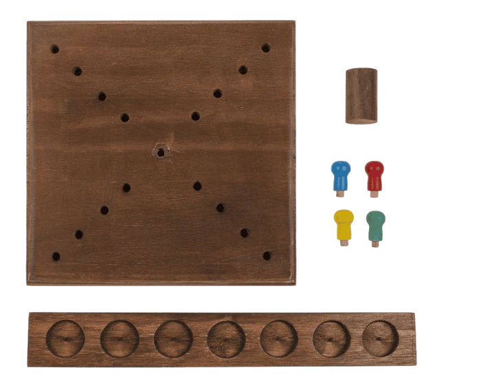 Drewniana gra alkoholowa rzut pierścieniem - zestaw z 4 kieliszkami  (5).webp