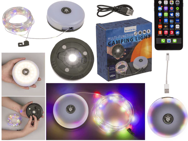 Lampa Campingowa LED 4w1 - Latarka, Powerbank i Girlanda 10m  (2).webp