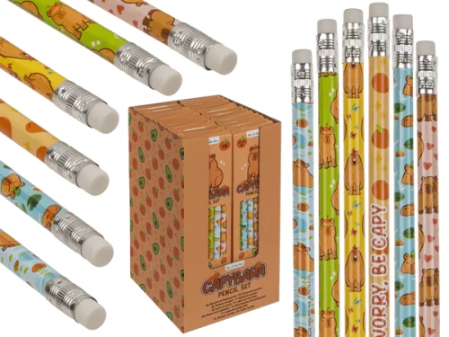 Ołówki HB z Gumką Kapibara - Zestaw 6 sztuk Don’t Worry Be Capy  (3).webp