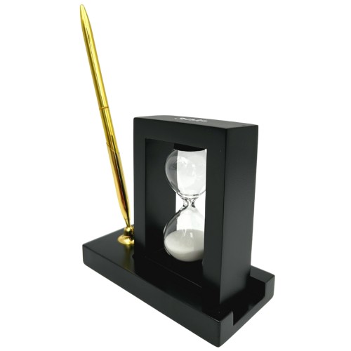 Organizer biurkowy z klepsydrą 3 minuty - elegancki stojak na długopis  (3).jpg