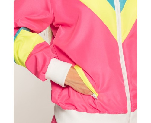 Dres neonowy różowy retro lata 80 90 - kostium damski L