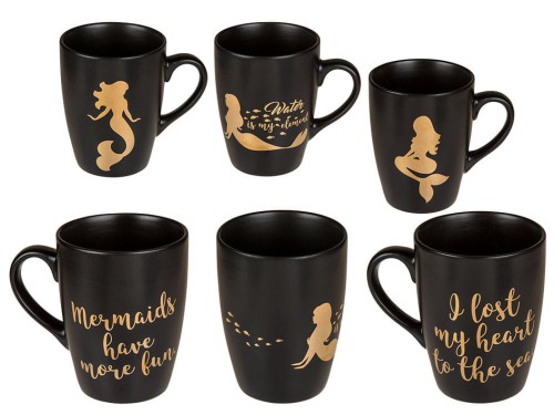 Kubek ceramiczny złota syrenka na czarnym tle Mix Wzorów 2