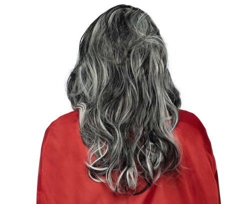 Peruka wampir Louis - czarno-siwe długie włosy styl gotycki