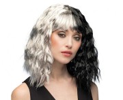 Peruka czarno-biała Cruella De Mon - dwukolorowa fryzura uniwersalna