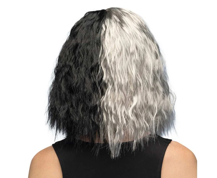 Peruka czarno-biała Cruella De Mon - dwukolorowa fryzura uniwersalna