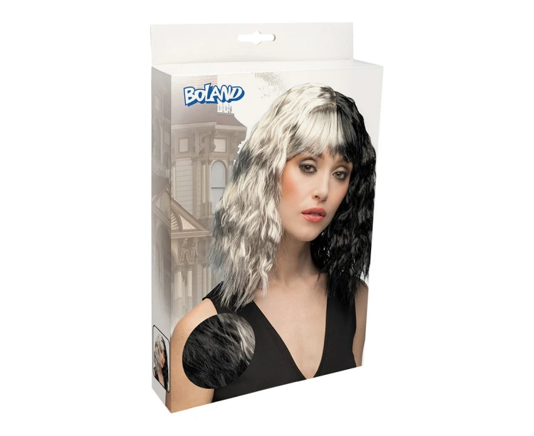 Peruka czarno-biała Cruella De Mon - dwukolorowa fryzura uniwersalna