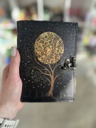 Notes skórzany vintage – drzewo i księżyc, 200 stron rękodzieła
