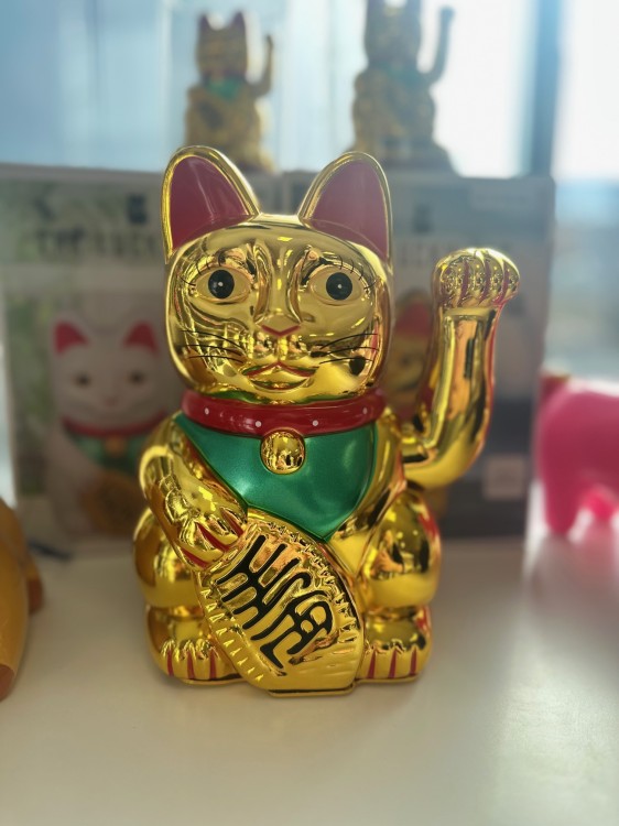 KOT SZCZĘŚCIA XL złoty MANEKI NEKO duży 21cm żółty