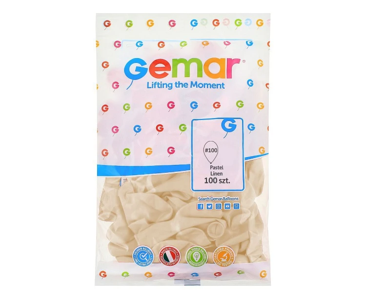 Balony pastelowe lniane 30 cm - 100 szt. Linen Gemar