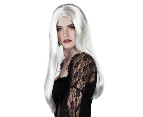 Peruka czarownicy długie białe włosy - efektowna peruka na Halloween
