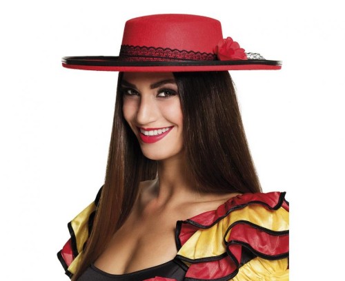 Kapelusz hiszpański Senorita czerwony - nakrycie głowy Boland