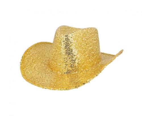 Złoty kapelusz kowbojski Rodeo - błyszczący kapelusz kowboja Boland