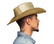 Złoty kapelusz kowbojski Rodeo - błyszczący kapelusz kowboja Boland