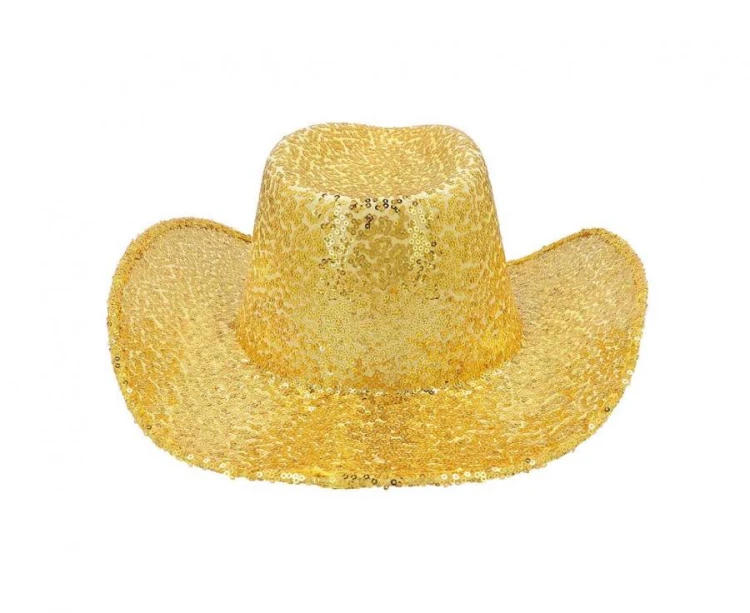 Złoty kapelusz kowbojski Rodeo - błyszczący kapelusz kowboja Boland
