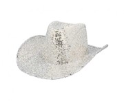 Srebrny kapelusz kowbojski Rodeo - błyszczący kapelusz disco Boland