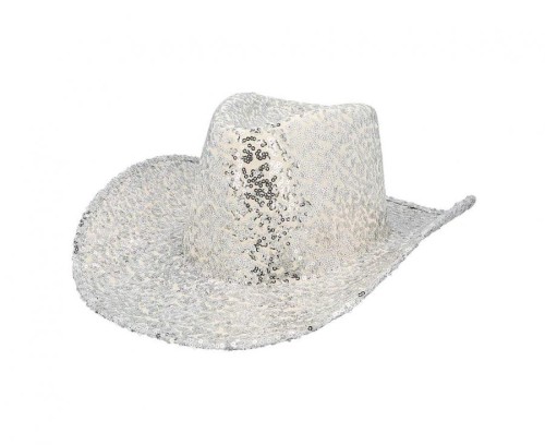 Srebrny kapelusz kowbojski Rodeo - błyszczący kapelusz disco Boland