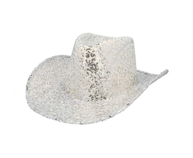 Srebrny kapelusz kowbojski Rodeo - błyszczący kapelusz disco Boland