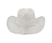 Srebrny kapelusz kowbojski Rodeo - błyszczący kapelusz disco Boland