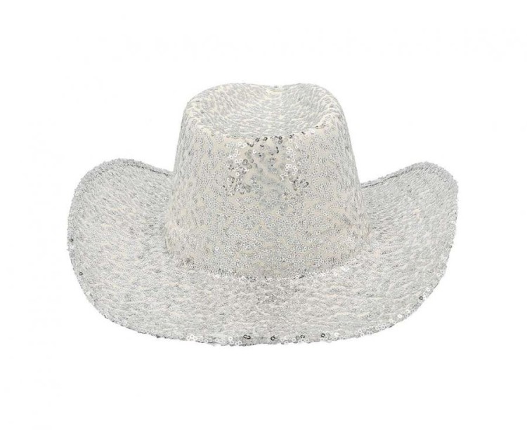 Srebrny kapelusz kowbojski Rodeo - błyszczący kapelusz disco Boland