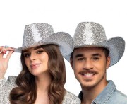Srebrny kapelusz kowbojski Rodeo - błyszczący kapelusz disco Boland