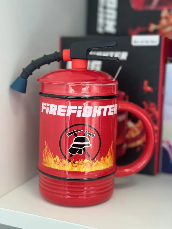 Kubek Ceramiczny Strażak Gaśnica Butla Stylowy Gadżet dla Bohaterów 450 ml zdjęcie realne 7.jpeg