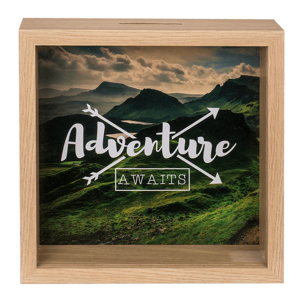 Skarbonka z szybką Adventure awaits Przezroczysta 2