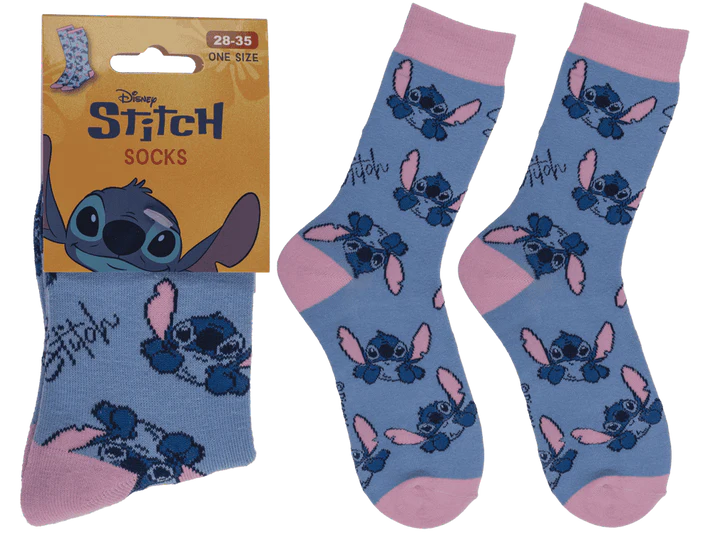 Skarpetki Stitch dla Dzieci - Niebieskie Skarpetki Bajkowe 28-35  (3).webp