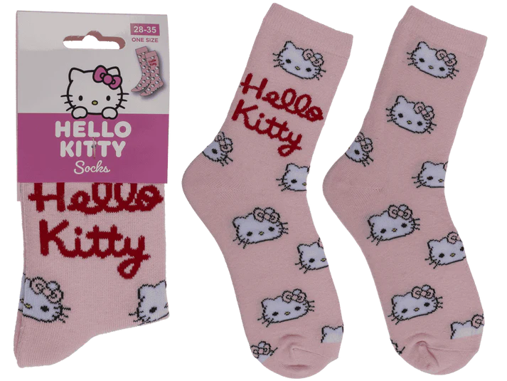 Skarpetki Hello Kitty dla Dzieci - Różowe Skarpetki Bajkowe 28-35  (1).webp