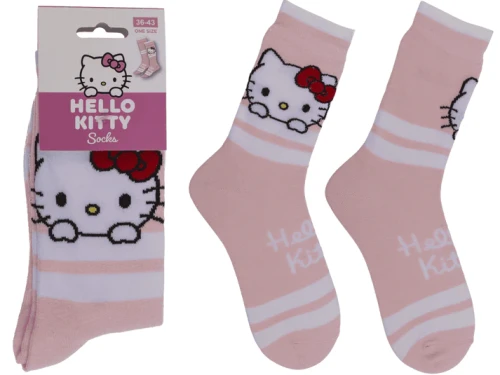 Skarpetki Hello Kitty w Paski - Różowe Skarpetki Damskie 36-43  (1).webp