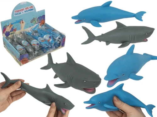 Rozciągliwy rekin i delfin - zabawka antystresowa z piaskiem 18cm  (3).webp