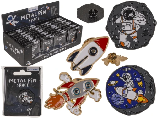 Metalowa Przypinka Kosmiczna - Pins Astronauta Rakieta na Plecak  (1).webp
