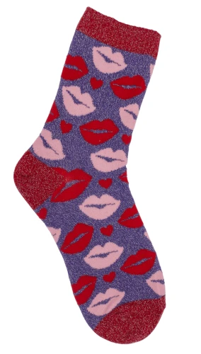 Skarpetki w Usta Pocałunki Brokatowe - Błyszczące Skarpety Damskie 36-42  (1).webp