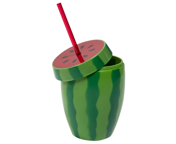 Kubek Arbuz ze słomką 900 ml - plastikowy kufel owocowy Boland