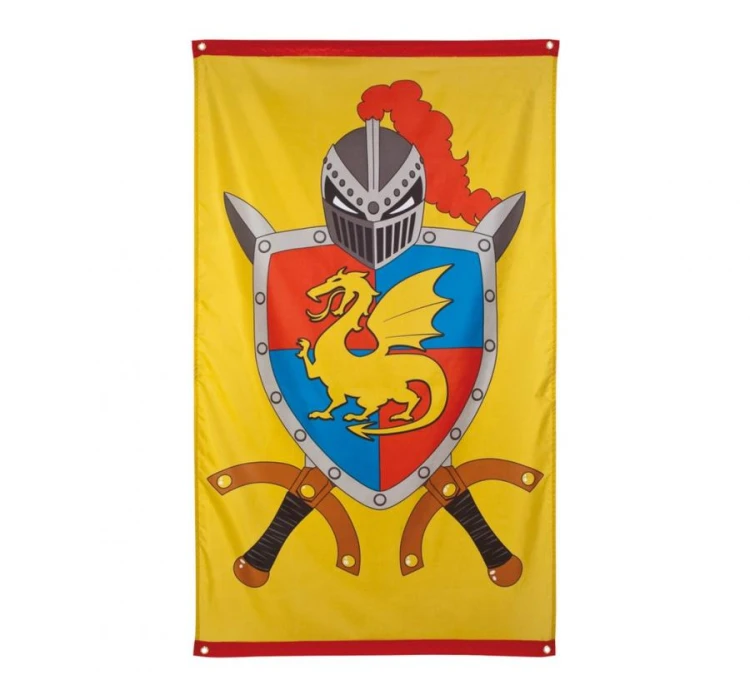 Flaga Rycerze i Smoki 90x150 cm - baner średniowieczny na urodziny