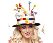 Kapelusz tęczowy Happy Birthday - kolorowy cylinder urodzinowy