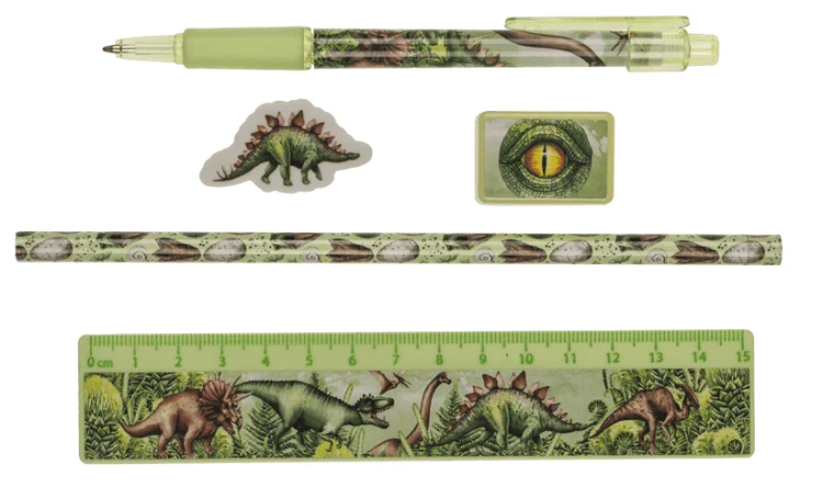 Zestaw szkolny dinozaury - przybory w piórniku 5 elementów  (4).webp