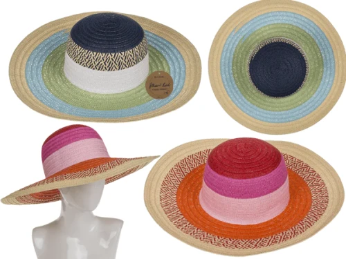 Kolorowy kapelusz słomkowy damski - letni kapelusz plażowy z rondem  (1).webp