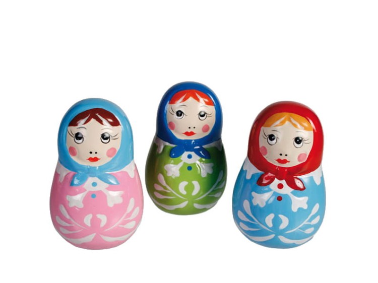 FIGURKI MATRIOSZKI 3 SZT CERAMICZNA ZABAWKA BABKI