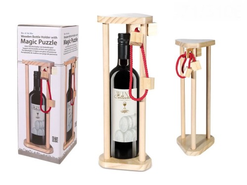 DREWNIANY STOJAK NA BUTELKĘ PUZZLE ŁAMIGŁÓWKA DIY