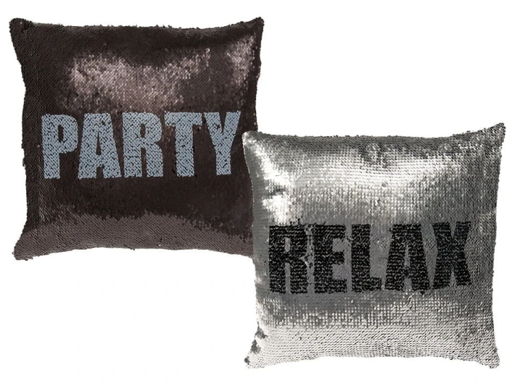 DEKORACYJNA PODUSZKA SREBRNO-CZARNA PARTY I RELAX