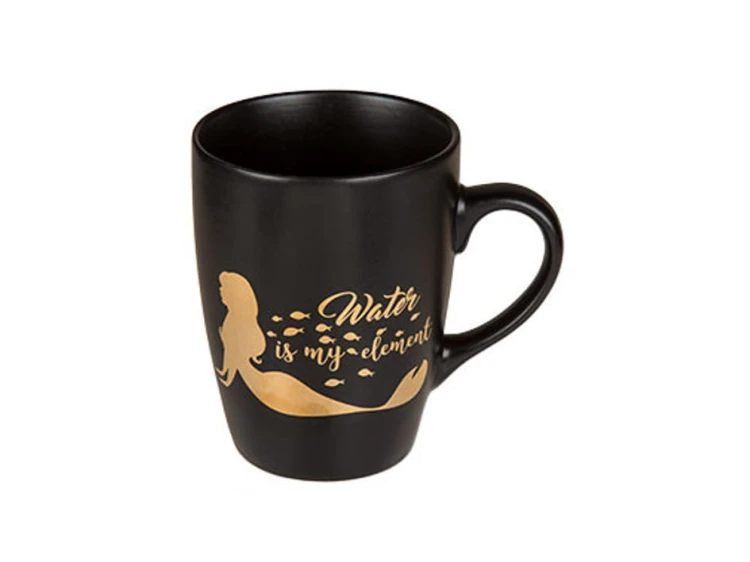 Kubek ceramiczny złota syrenka na czarnym tle Mix Wzorów 1