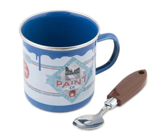 KUBEK PUSZKA Z FARBĄ - NIEBIESKI METALOWY ŁYŻECZKA 2