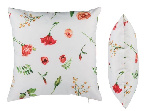 DEKORACYJNA PODUSZKA RÓŻE BIAŁA KWIATY RÓŻYCZKI