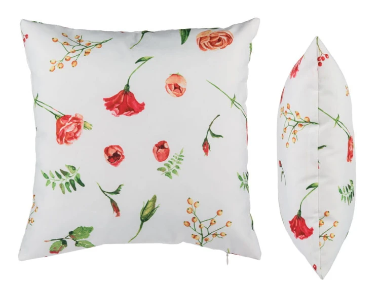 DEKORACYJNA PODUSZKA RÓŻE BIAŁA KWIATY RÓŻYCZKI