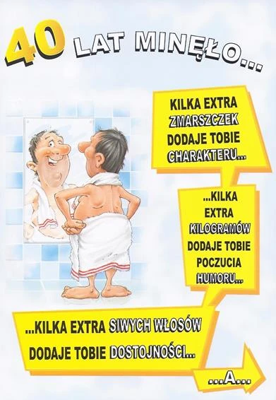 KARNET POCZTÓWKA URODZINOWA KOPERTĄ 40 URODZINY 2 1