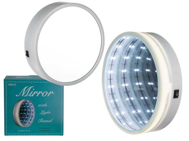 LUSTRO LED LUSTERKO ŚCIENNE BIAŁE TUNEL 3D GŁĘBIA