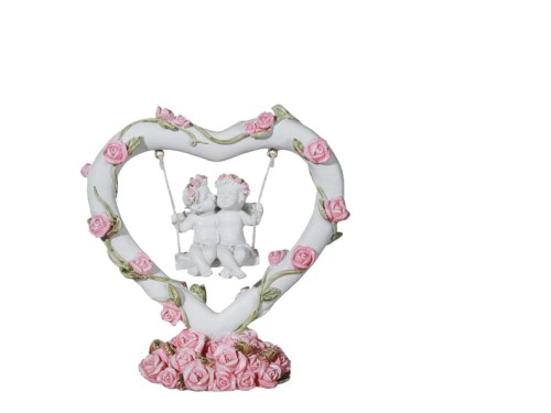 ANIOŁKI NA HUŚTAWCE SERCE FIGURKA ZAKOCHANYCH RÓŻE