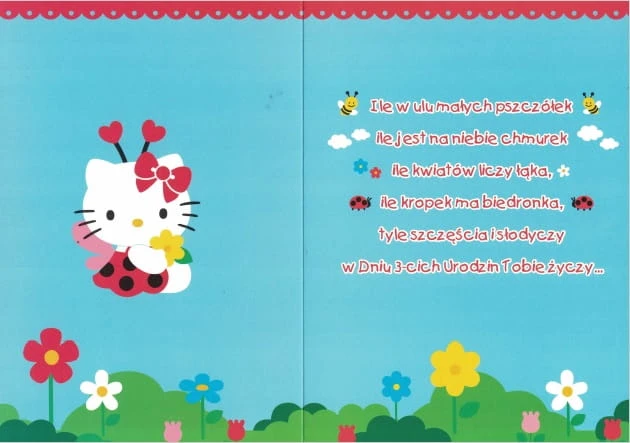Karnet Hello Kitty z kopertą Pocztówka 3 Urodziny 2